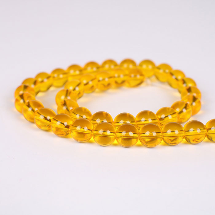 smooth glass  beads - yellow