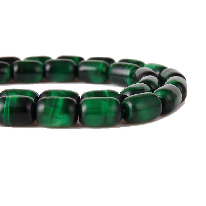 Natural green tiger's eye bucket beads