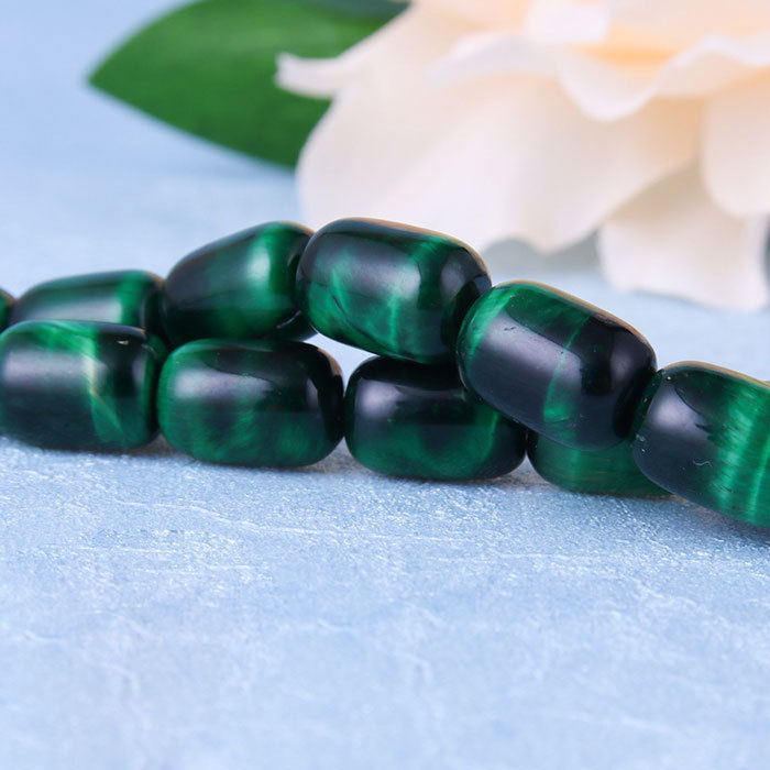 Natural green tiger's eye bucket beads