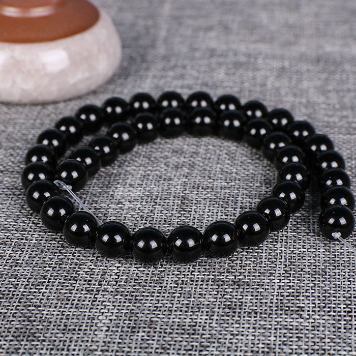 smooth glass beads - black