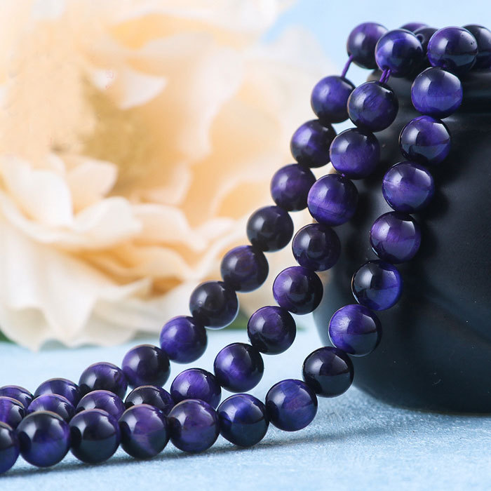 Natural purple tiger eye loose beads