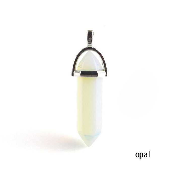 hexagonal column necklace pendant-opal