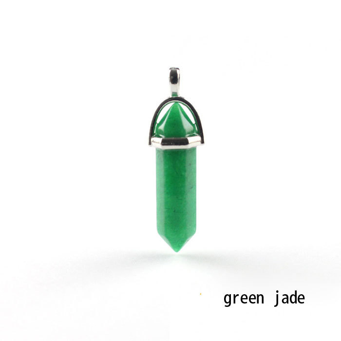 hexagonal column necklace pendant-green jade