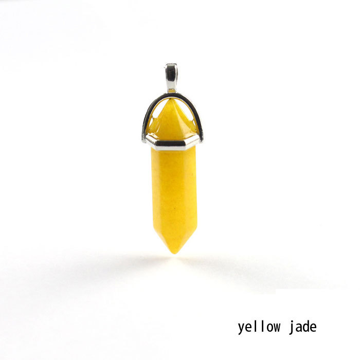 hexagonal column necklace pendant-yellow jade