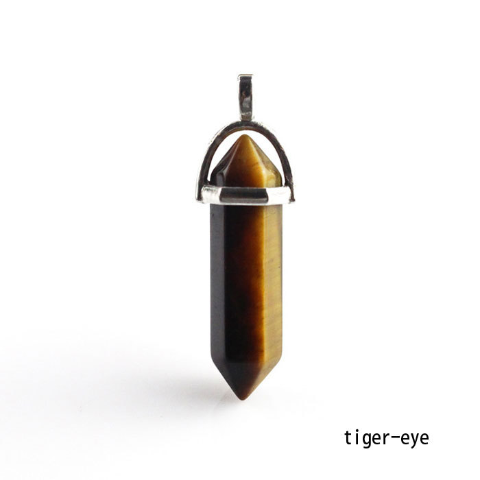 hexagonal column necklace pendant-tiger eye