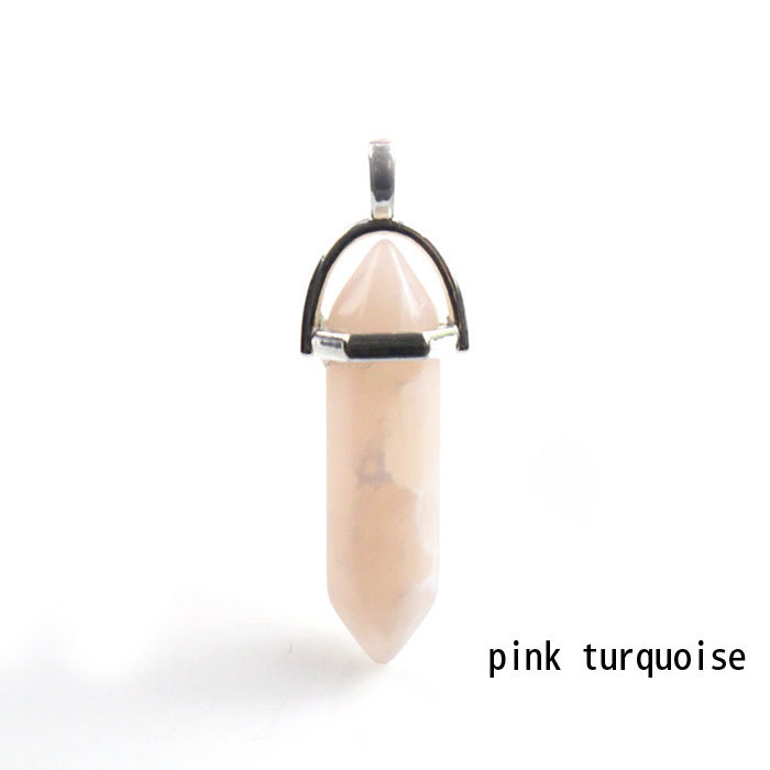 hexagonal column necklace pendant-pink turquoise