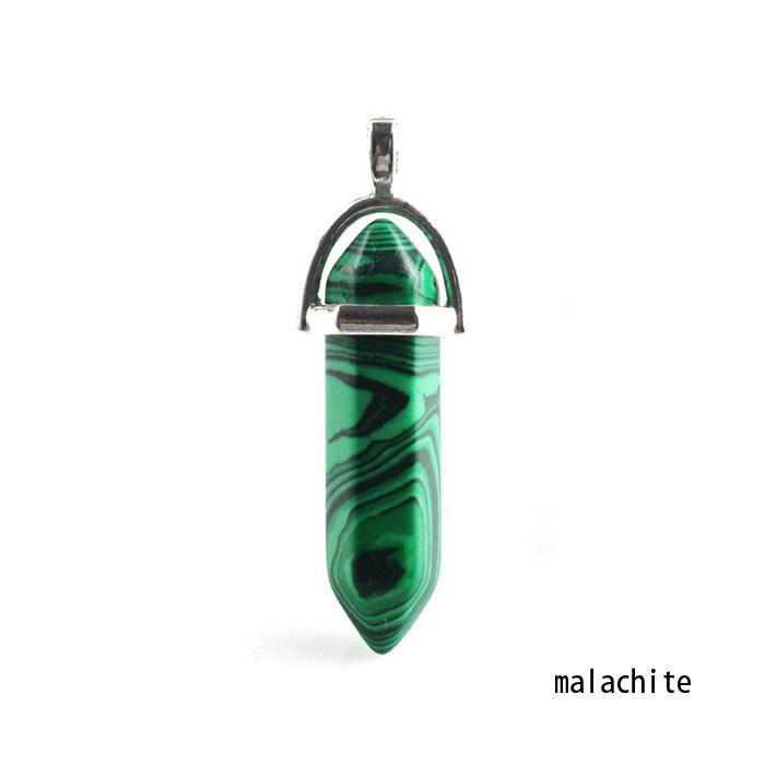 hexagonal column necklace pendant-malachite