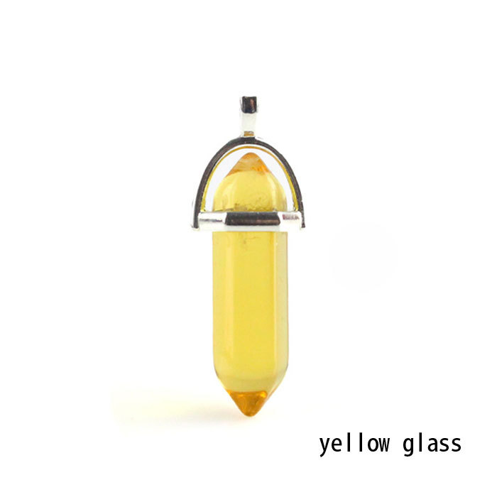 hexagonal column necklace pendant-yellow glass