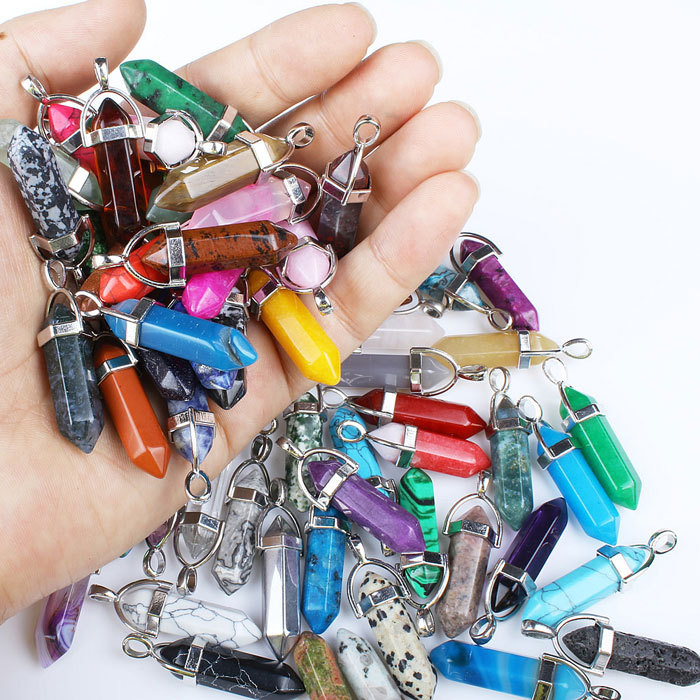 hexagonal column necklace pendant-unikite