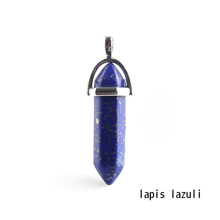 hexagonal column necklace pendant-lapis lazuli