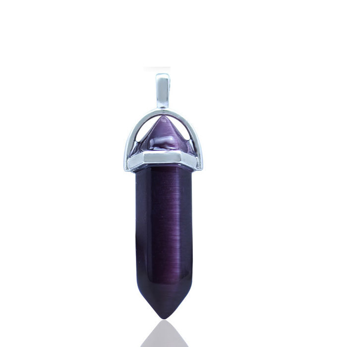hexagonal column necklace pendant-purple jade