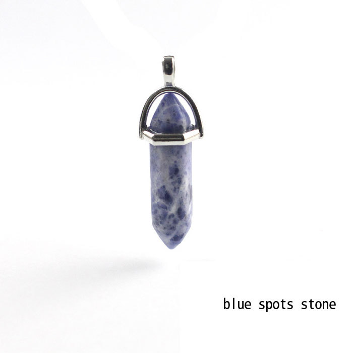 hexagonal column necklace pendant-blue spots stone