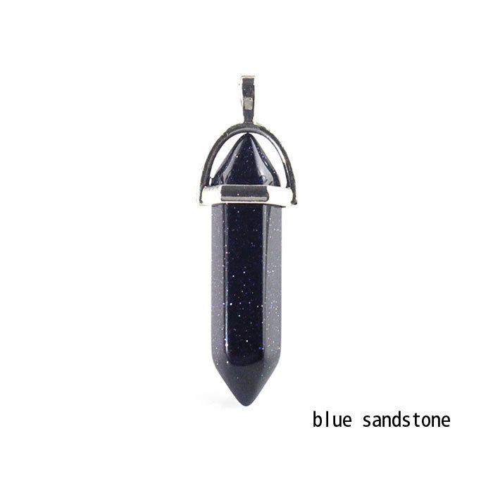 hexagonal column necklace pendant-blue sand stone