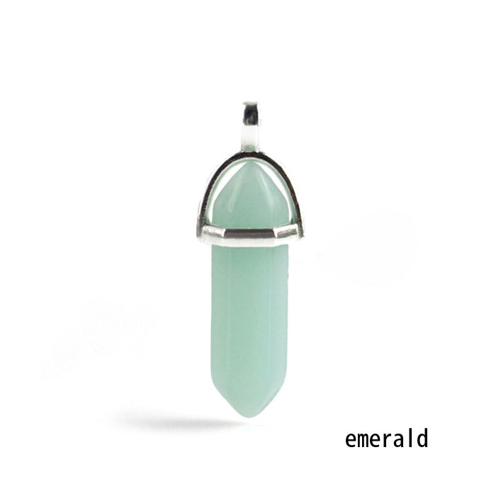 hexagonal column necklace pendant-emerald