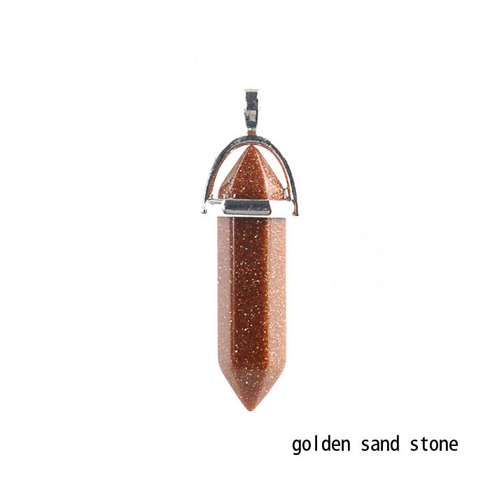 hexagonal column necklace pendant-golden sand stone