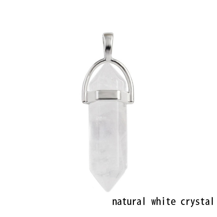 hexagonal column necklace pendant-natural white crystal