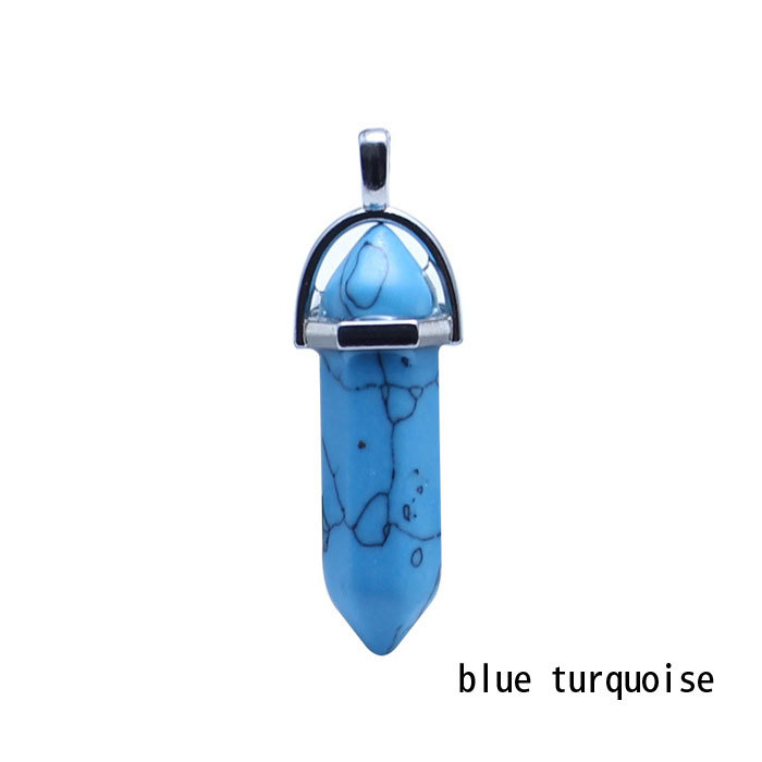 hexagonal column necklace pendant-blue turquoise
