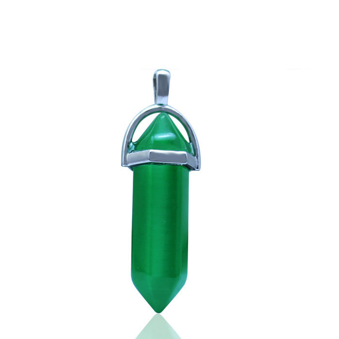 cat eye hexagonal column  necklace pendant-green