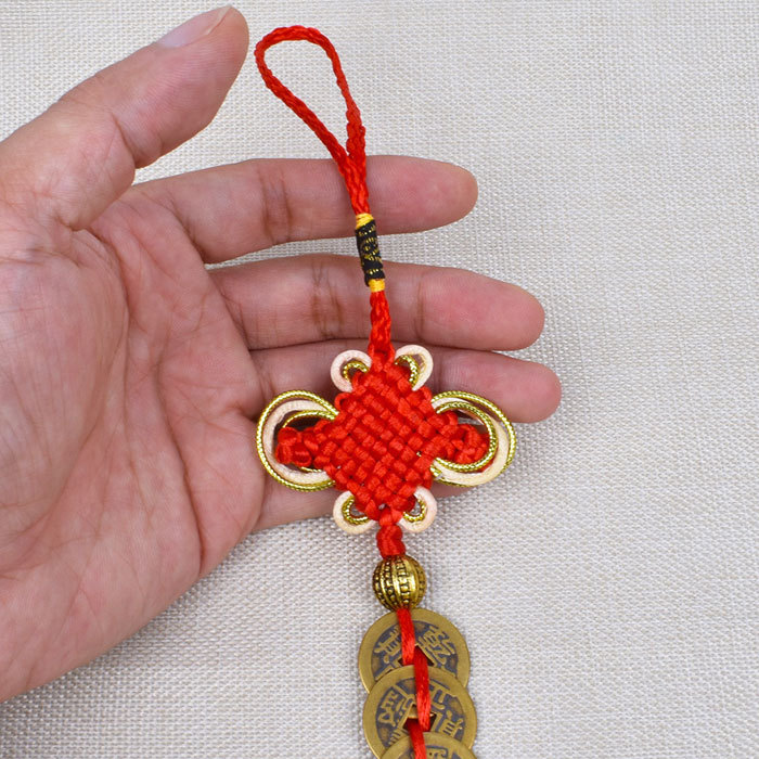 Five coin fine copper tassel pendant