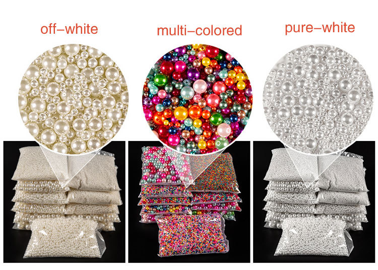 ABS imitation pearl beads - off-white straight hole 500g