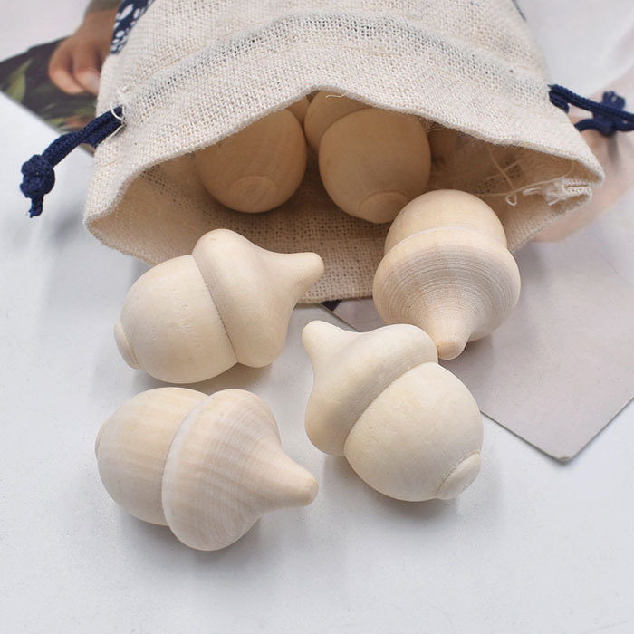 Acorn wooden beads