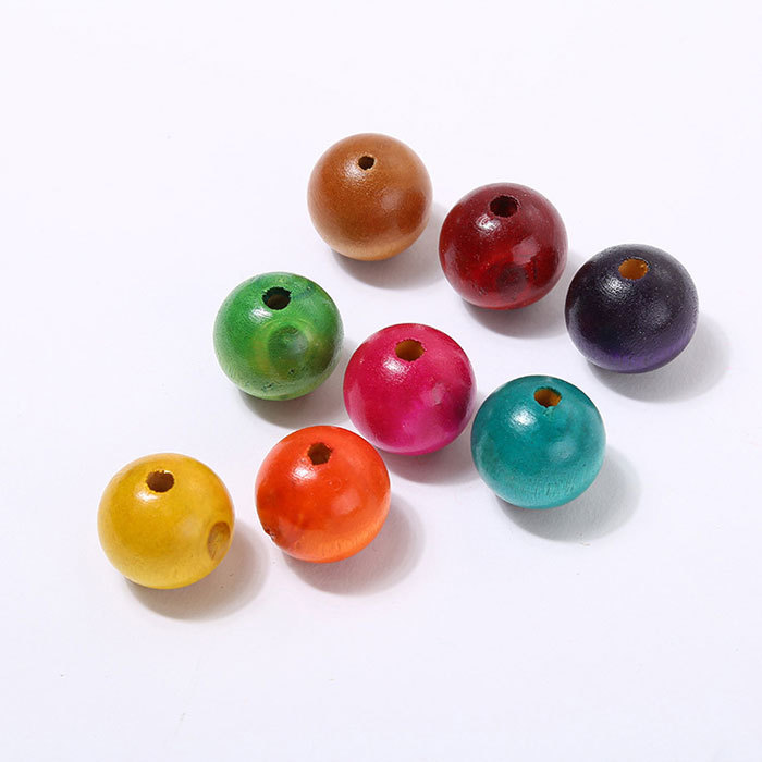 6-25MM Colored Wooden Beads 100pcs