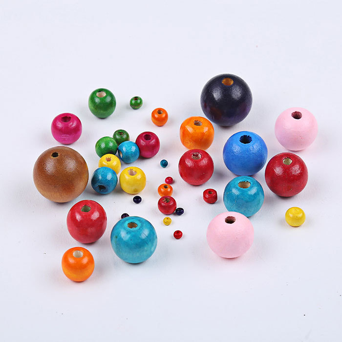 6-25MM Colored Wooden Beads 100pcs