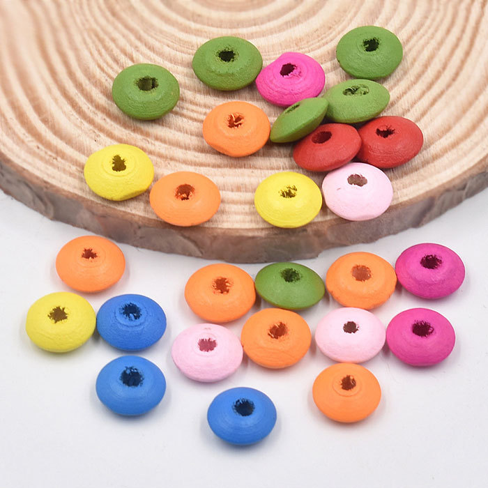 Colored wheel wooden beads 100pcs