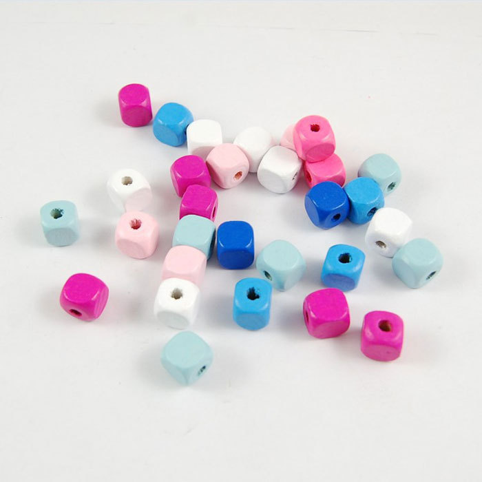 Colored square wooden beads 50pcs-3