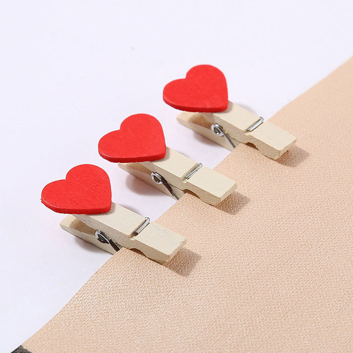 Loving heart wooden clips