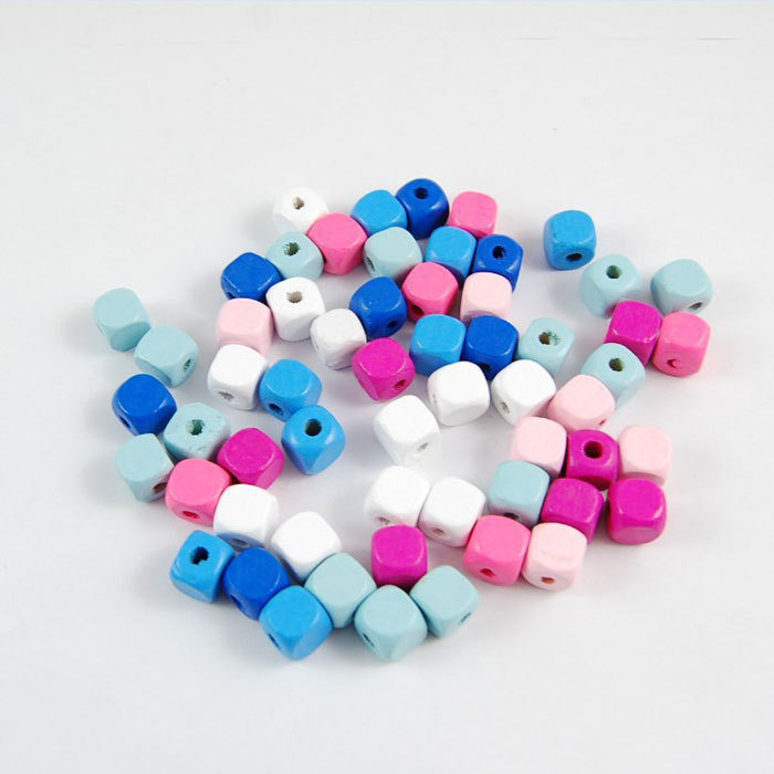 Colored square wooden beads 50pcs-3