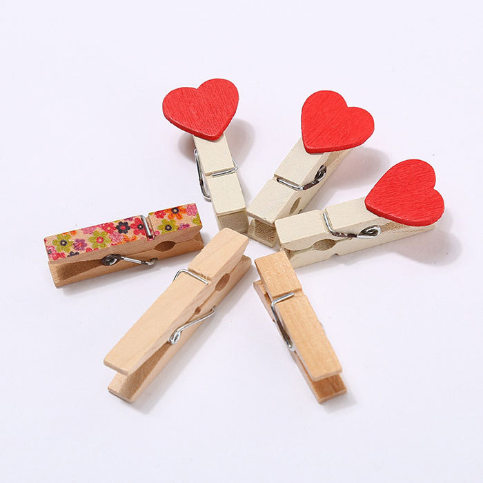Loving heart wooden clips