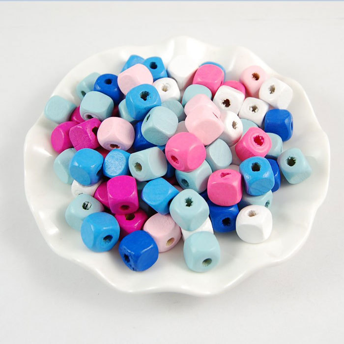 Colored square wooden beads 50pcs-3