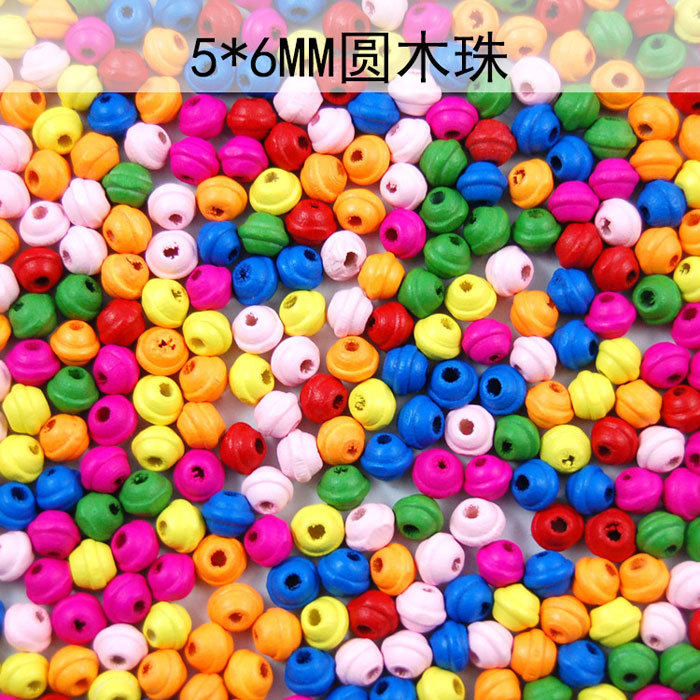 5*6MM Colored wooden beads 100pcs