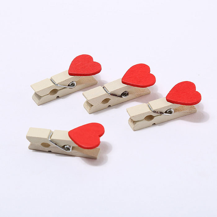 Loving heart wooden clips