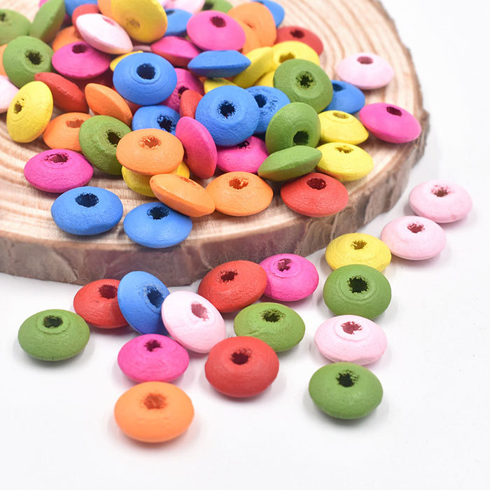 Colored wheel wooden beads 100pcs