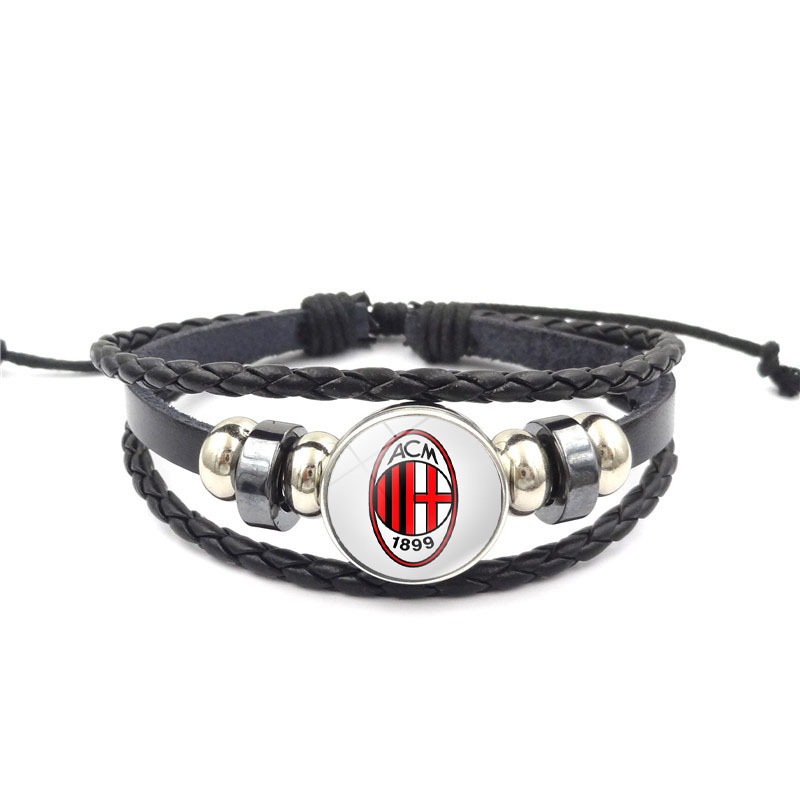 black lether time gem woven bracelet-national flag