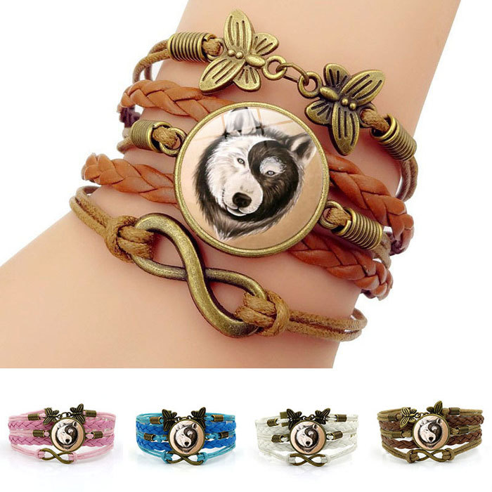 time gem woven bracelet-wolf