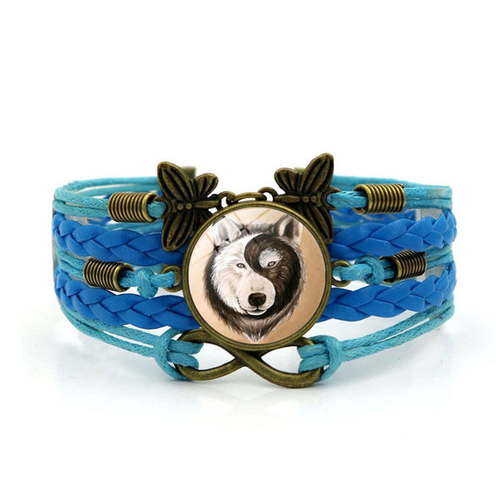 time gem woven bracelet-wolf