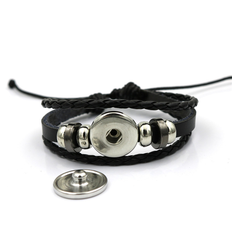 black lether time gem woven bracelet-national flag