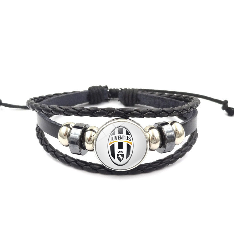 black lether time gem woven bracelet-national flag