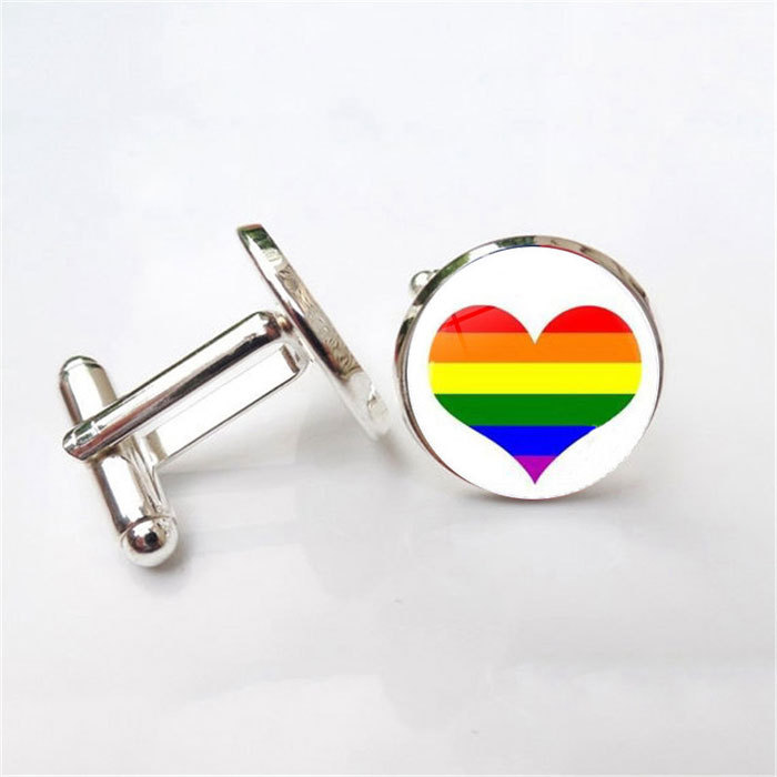 time gem cufflinks - rainbow color