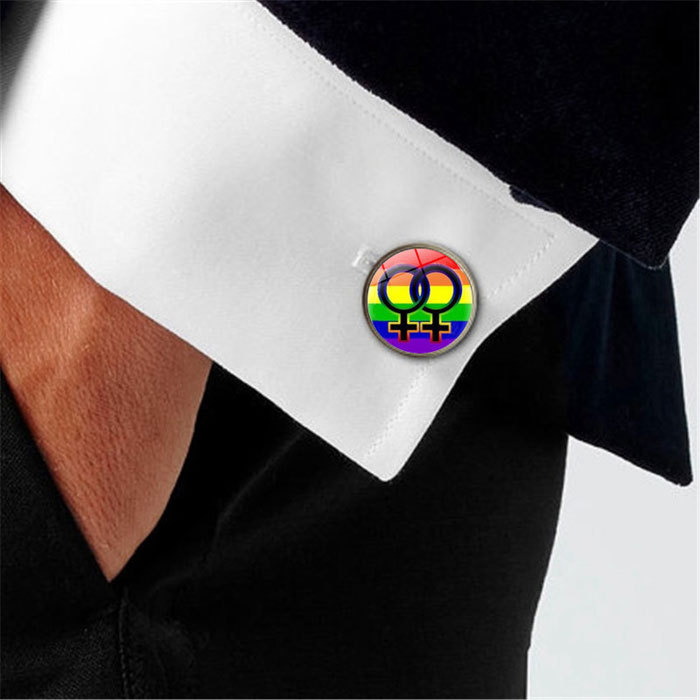 time gem cufflinks - rainbow color