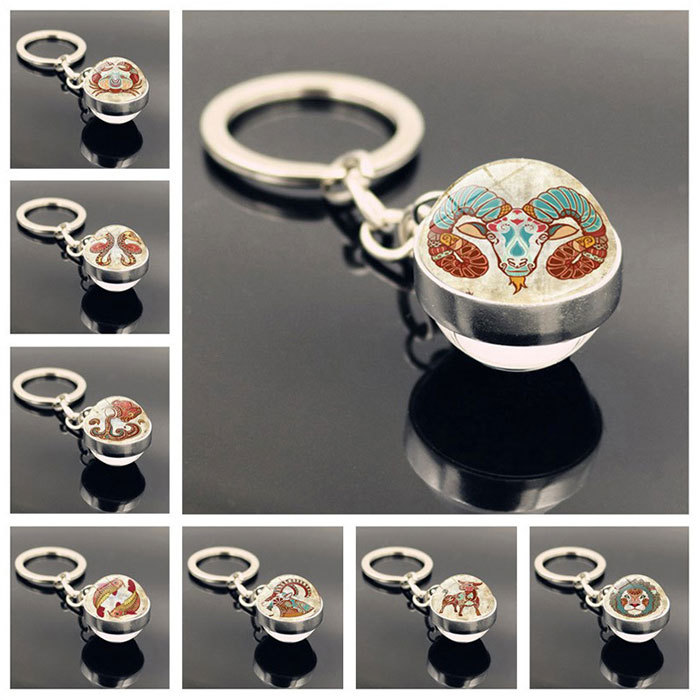 time gem constellation key chain- retro image