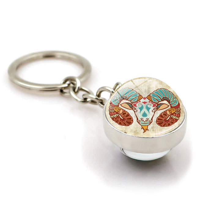 time gem constellation key chain- retro image