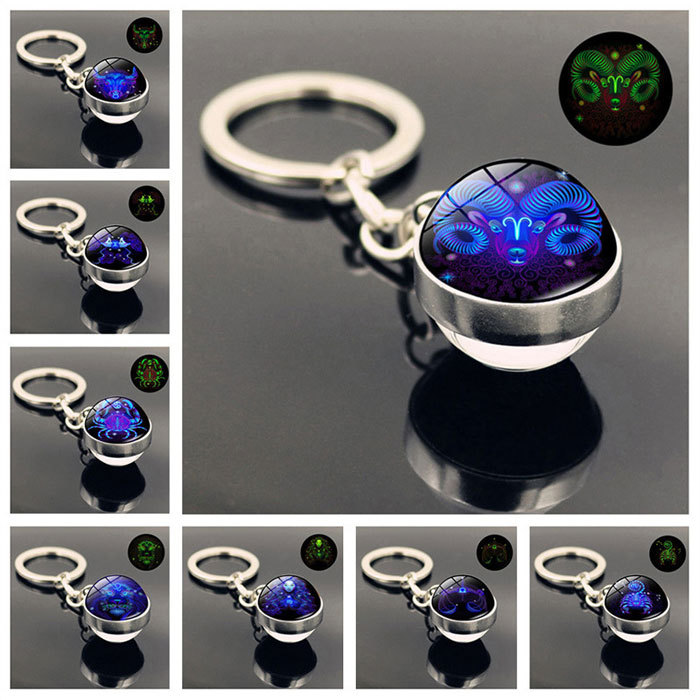 time gem constellation key chain