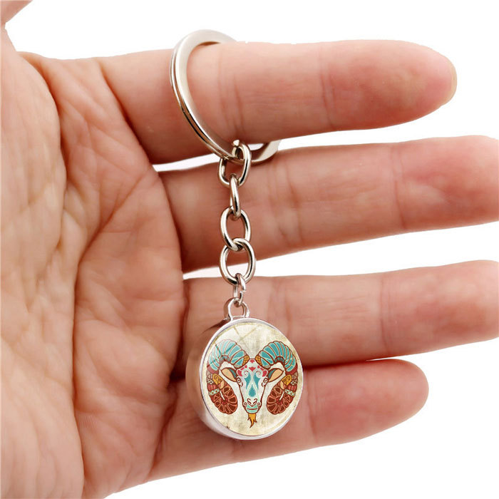 time gem constellation key chain- retro image