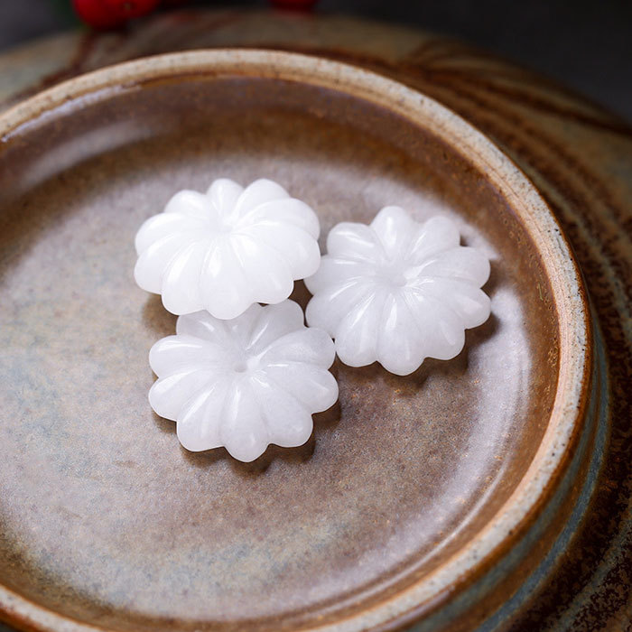 natural jade flower petal with hole accessories