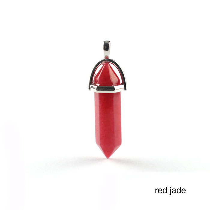 hexagonal column necklace pendant-red jade