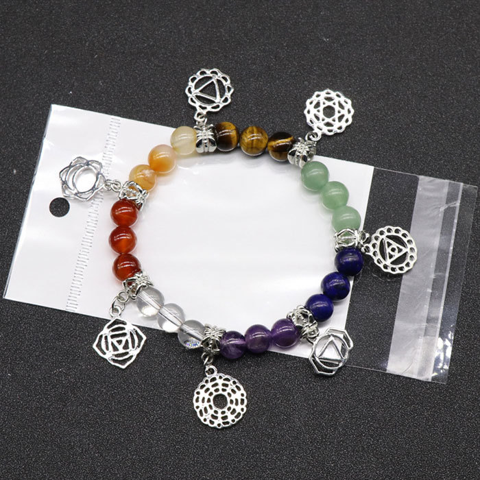 Seven chakra yoga symbol bracelet